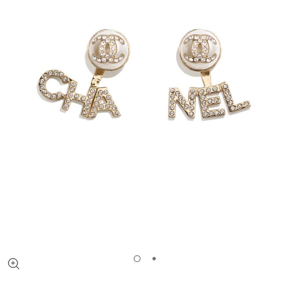 Chanel pearl cc logo 2 in 1 earrings gold crystal new with box